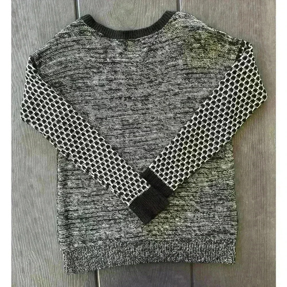 American Eagle Vintage Boyfriend Mixed Knit Sweater Oversized Black White Small - Picture 2 of 8